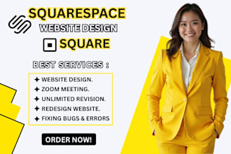 create a modern, responsive squarespace website, redesign or square online store