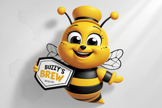 design the bee mascot logo within new concepts
