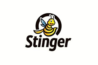 make an amazing stinger bee mascot logo for your company