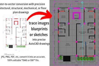 trace images, blueprints, or sketches into precise autocad drawings