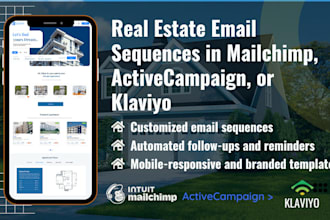 set up real estate email sequences in mailchimp, activecampaign, or klaviyo