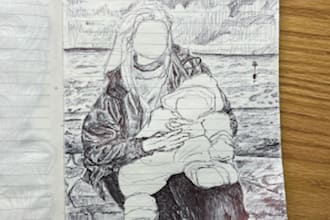 draw any photo or prompt using pen or charcoal on paper