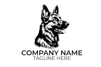 create a hand drawn luxury unique german shepherd dog logo