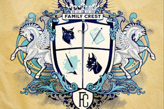 design heraldic, vintage, family crest, coat of arms logo