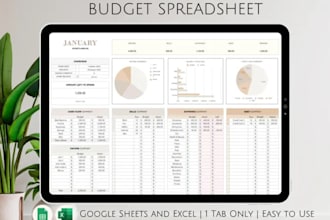 create custom full automation excel google spreadsheet budget tracker planner