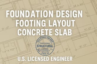 foundation design, footing layout, concrete slab structural stamp US engineer