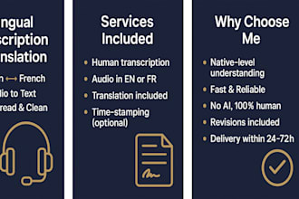 transcribe and translate your english content in french and vice versa