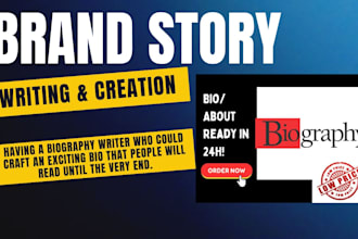 write your biography, business story, and about me page