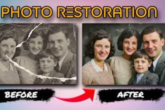 restore, upscale, enhance old family low quality image photo