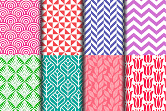 create abstract, geometric and floral pattern for textile, fabrics, print