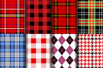 create tartan, buffalo plaid, gingham, argyle pattern for textile, fabric print