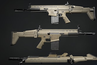 create 3d model game assets, weapon, accessories, gun, object, texture, ue5 rig