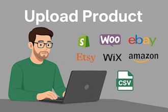 upload products on ebay, shopify, tiktok, amazon, etsy, wocommerce, wix, wayfair