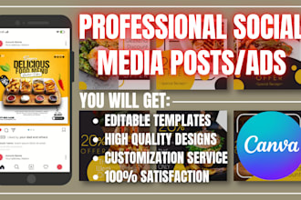 create pizza and food editable social media templates and short video ads