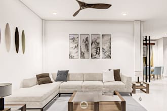 render photorealistic apartment layout, cgi interior design, mood board, 3ds max