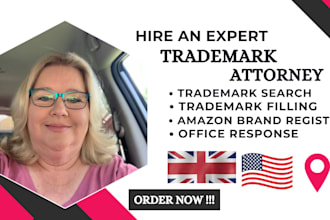 help you with amazon patent check trademark, registration, attorney in USA