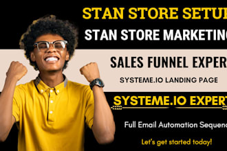 setup stan store with systeme io sales funnel, landing page, and digital product