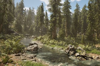 do 3d game environment, level design, landscape, 3d environment in unreal engine
