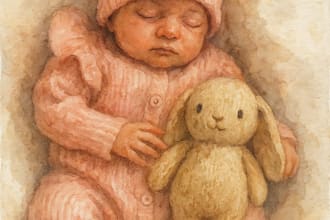 create a hand painted family portrait with baby, mother and father