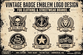vintage badge logo for streetwear clothing brand