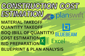 do material takeoff, quantity takeoff and construction cost estimation