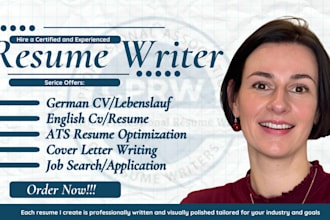 create executive resume, german cv lebenslauf, ats resume and cover letter