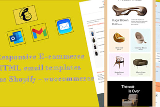 create responsive ecommerce HTML email templates for shopify or woocommerce