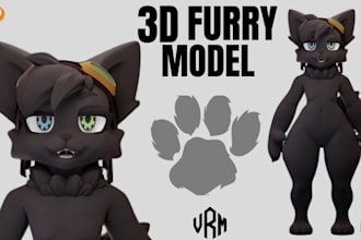 model high quality custom furry vrchat avatar, 3d model furry nsfw avatar