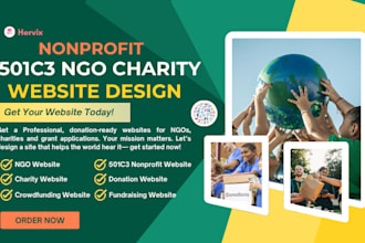 design 501c3 nonprofit website for fundraising charity donations, ngo and grants