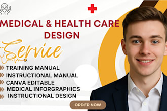 create medical infographics, training manuals, canva guides and health ebooks