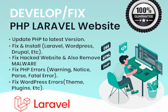 develop PHP laravel website and fix php laravel bugs
