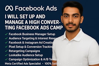 and manage high converting facebook ads for your camping products