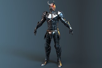 dark knight 3d character unity game,human model for simulation,rpg,ue5 3d avatar