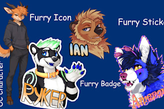 draw furry telegram sticker pfp fursona portrait icon furry badge fanart oc art