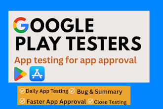 provide real 12 testers or 20 testers for google play console closed testing