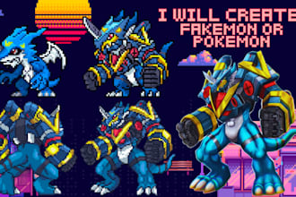 design and draw custom fakemon, pokemon, character art, sprite, illustration