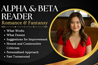 beta read your fantasy, romance, historical, dark, thriller or erotica book