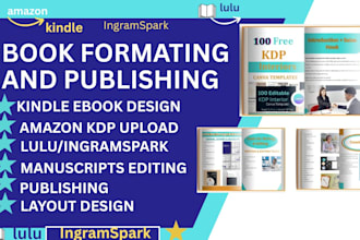 edit, format, upload book, ebook manuscripts on amazon KDP lulu and ingramspark