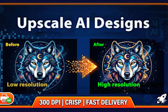 upscale ai artwork or images to 300 dpi print ready high resolution