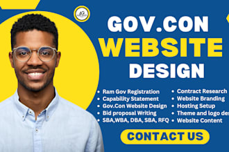 design or redesign government contract website to win contract on sam gov, 501c3