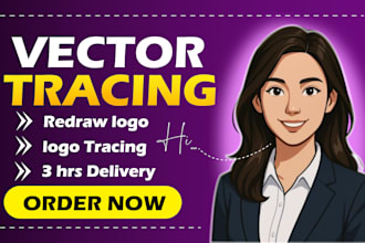 do manual vector tracing logo or vector trace conversion