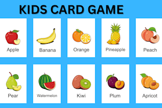 design flashcard educational kids playing card game animal memory box mock up