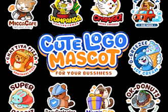 design a custom kawaii logo in cute chibi cartoon style