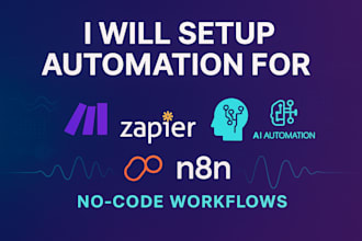 setup make com automation, zapier, ai automation, and n8n no code workflows