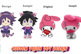 design and create a custom plush toy, stuffed animal or plushie