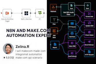 build and fix n8n integration, n8n workflow, make com made com integromat zapier
