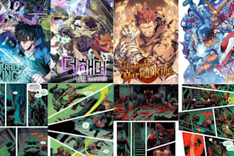 draw shonen anime book cover, manhwa, ebook cover, webtoon, manga, webnovel book