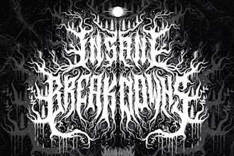 draw black brutal horror heavy, core death metal logo design for t shirt or band