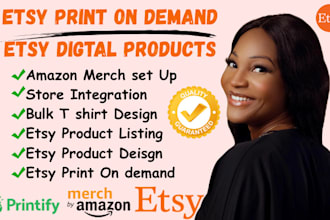setup etsy print on demand shop, etsy print on demand t shirt, amazon merch pod