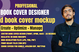 handle your book cover designs or 3d book cover mockup
